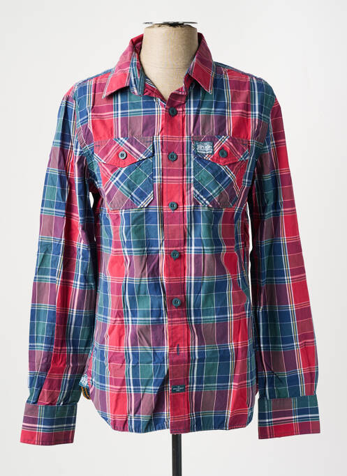 Chemise manches longues rouge SUPERDRY pour homme