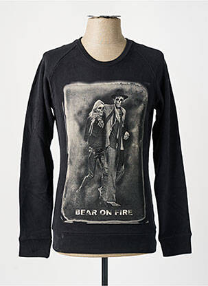 Sweat-shirt sans capuche noir SEVEN TEES homme