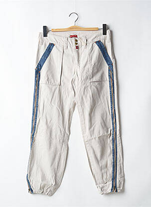 Pantalon droit fermeture zippée sous rabat boutonné taille normale beige BE YOU K femme