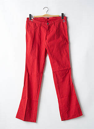 Pantalon droit fermeture zippée sous rabat boutonné taille basse rouge CIMARRON femme