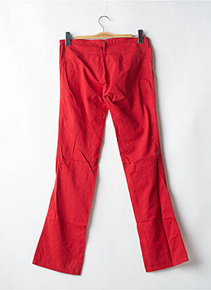 Pantalon droit fermeture zippée sous rabat boutonné taille basse rouge CIMARRON femme
