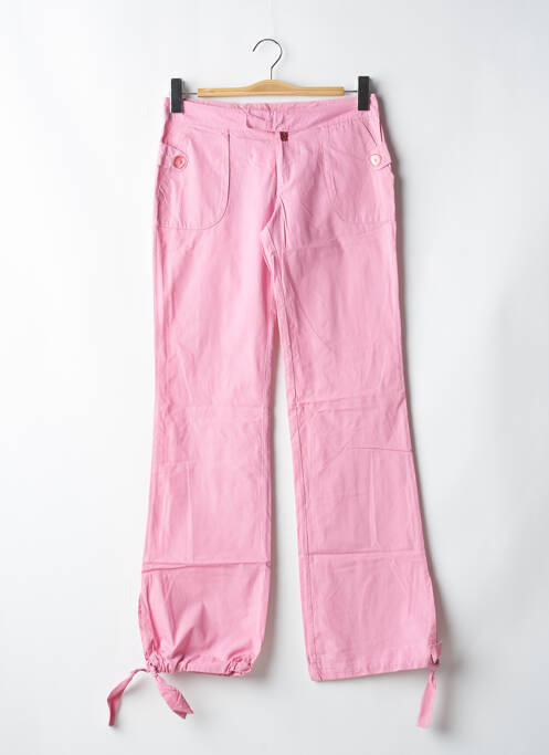 Pantalon droit tissage popeline taille basse rose BE YOU K femme