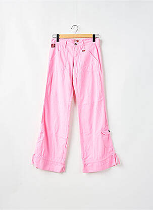 Pantalon droit tissage popeline taille normale rose LOIS femme
