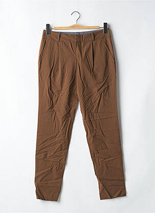 Pantalon 7/8 fermeture zippée sous rabat avec crochet taille normale marron LEON & HARPER femme