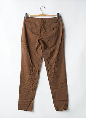 Pantalon 7/8 fermeture zippée sous rabat avec crochet taille normale marron LEON & HARPER femme