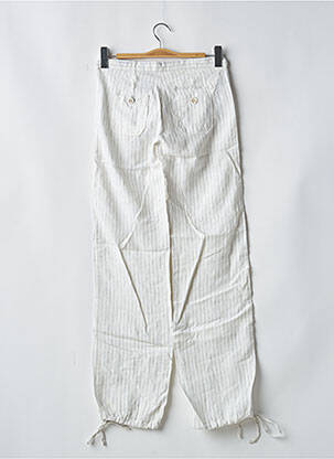 Pantalon droit fermeture zippée sous rabat boutonné blanc LOIS femme