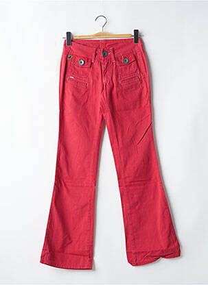 Pantalon droit fermeture zippée sous rabat boutonné rouge LOIS femme