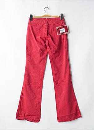 Pantalon droit fermeture zippée sous rabat boutonné rouge LOIS femme