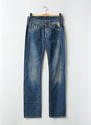 Jeans coupe droite effet usé délavé taille basse bleu REPLAY femme