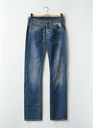 Jeans coupe droite effet usé délavé taille basse bleu REPLAY femme