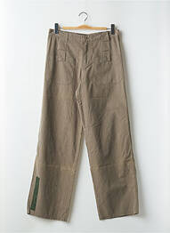 Pantalon droit tissage popeline taille normale vert RWD femme