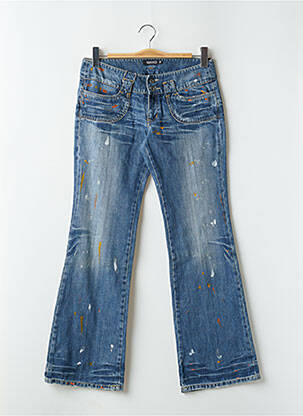 Jeans bootcut effet usé délavé taille basse bleu RWD femme