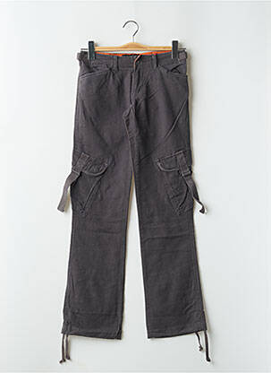 Pantalon large fermeture zippée sous rabat boutonné taille basse gris RWD femme