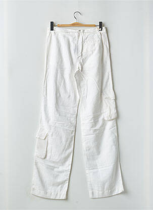 Pantalon cargo coupe droite taille haute blanc SCHOOL RAG femme