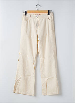 Pantalon droit tissage popeline taille normale beige SESSUN femme