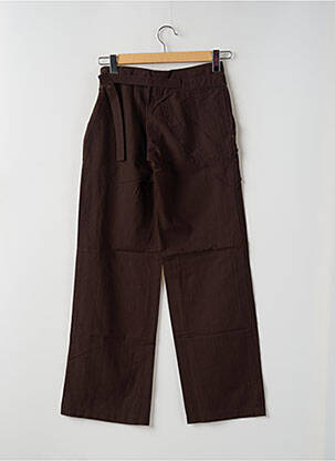 Pantalon droit fermeture zippée sous rabat boutonné taille normale marron 2 TWO femme