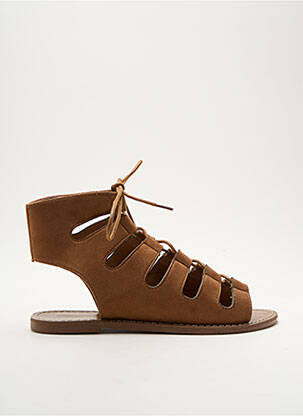 Sandales/nu pieds chiquet talon plat jusqu'à 3cm marron LES P'TITES BOMBES femme