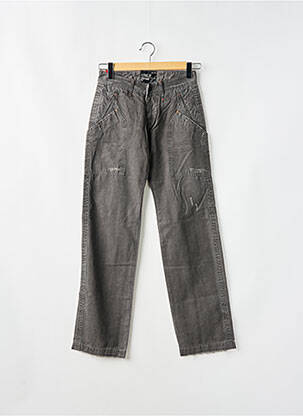 Pantalon droit fermeture zippée sous rabat boutonné taille normale gris TAKE TWO femme