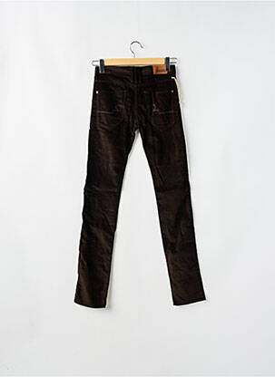 Pantalon droit fermeture zippée sous rabat boutonné taille normale marron RWD femme