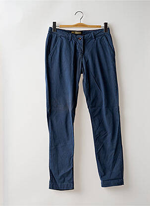 Pantalon chino fermeture zippée sous rabat boutonné taille normale bleu FIVE PM femme