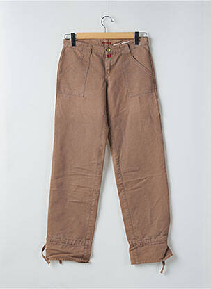 Pantalon droit tissage popeline taille normale marron BE YOU K femme