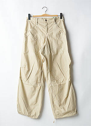 Pantalon large fermeture zippée sous rabat boutonné beige SCHOOL RAG femme