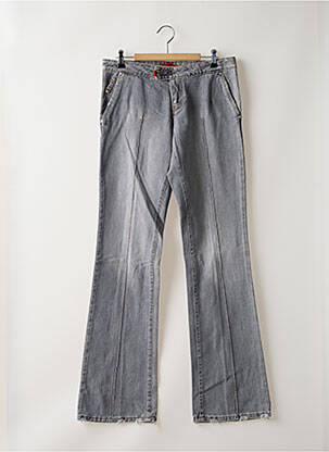 Jeans bootcut fermeture zippée sous rabat scratché taille basse gris CIMARRON femme