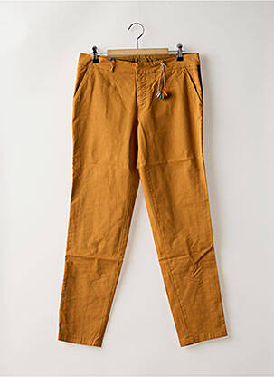 Pantalon chino broderie galons latéraux taille normale marron LEON & HARPER femme