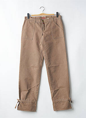 Pantalon droit fermeture zippée sous rabat boutonné taille basse beige BE YOU K femme