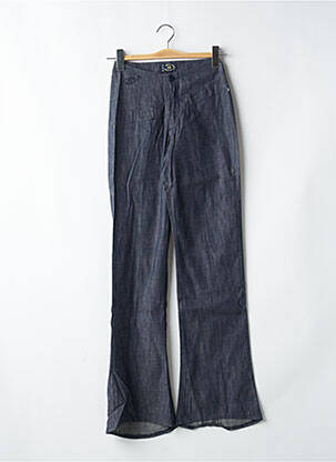Pantalon flare fermeture zippée sous rabat boutonné taille haute bleu BE YOU K femme