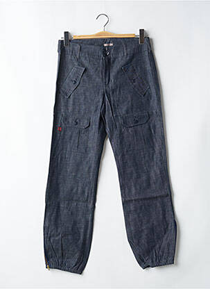 Pantalon droit fermeture zippée sous rabat boutonné taille normale bleu BE YOU K femme