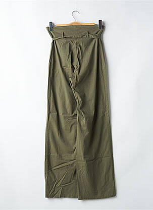 Pantalon large tissage popeline taille haute vert CHEYENNE femme