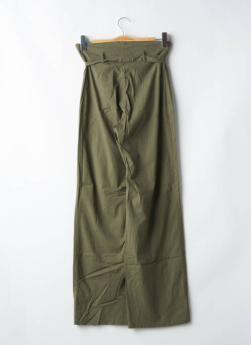 Pantalon large tissage popeline taille haute vert CHEYENNE femme