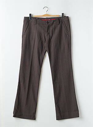 Pantalon droit fermeture zippée sous rabat boutonné taille basse marron FREEMAN T.PORTER femme