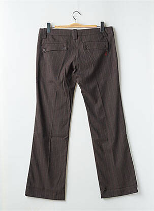 Pantalon droit fermeture zippée sous rabat boutonné taille basse marron FREEMAN T.PORTER femme