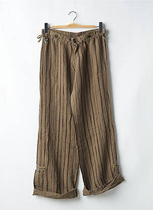 Pantalon droit tissage popeline taille normale marron LOIS femme