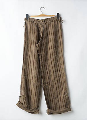 Pantalon droit tissage popeline taille normale marron LOIS femme