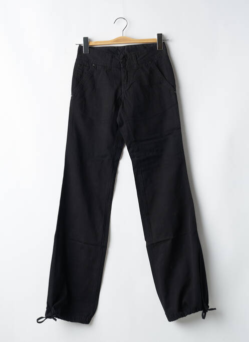 Pantalon droit tissage popeline taille normale noir LOIS femme