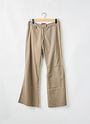 Pantalon droit tissage popeline taille normale beige SESSUN femme