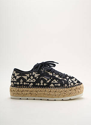 Espadrilles fermeture lacets talon de 4 à 6cm noir VICTORIA femme