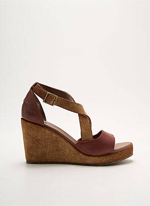 Sandales/nu pieds matière lisse talon de 7 à 9cm marron PALLADIUM femme