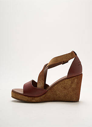 Sandales/nu pieds matière lisse talon de 7 à 9cm marron PALLADIUM femme