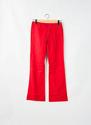 Pantalon droit fermeture zippée sous rabat boutonné rouge BE YOU K femme