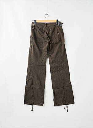 Pantalon droit fermeture zippée sous rabat boutonné marron LOIS femme