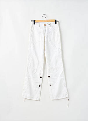 Pantalon droit fermeture zippée sous rabat boutonné blanc PHARD femme