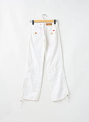 Pantalon droit fermeture zippée sous rabat boutonné blanc PHARD femme