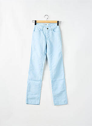 Pantalon droit fermeture zippée sous rabat boutonné bleu TEDDY SMITH femme
