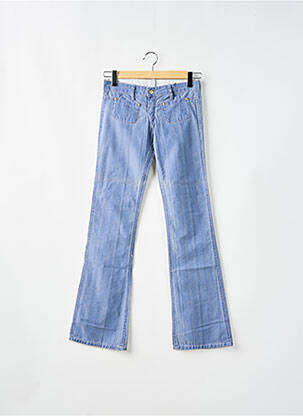 Pantalon droit fermeture zippée sous rabat boutonné bleu MELTIN'POT femme