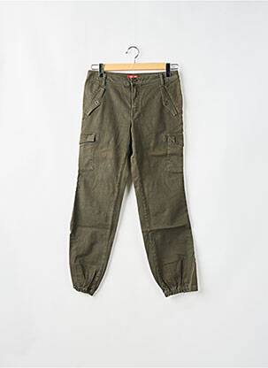 Pantalon droit fermeture zippée sous rabat boutonné vert TEDDY SMITH femme