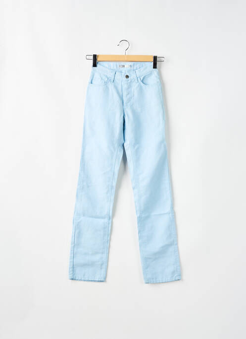 Pantalon droit fermeture zippée sous rabat boutonné bleu TEDDY SMITH femme